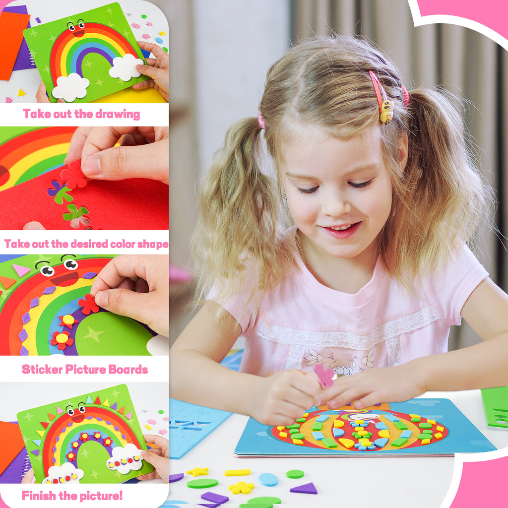 DIY Mosaic Princess Foam Stickers - Art Crafts, No Messy Art Activities - Fun Foam Princess Sticker Art Craft Kit, a great gift for boys and girls.