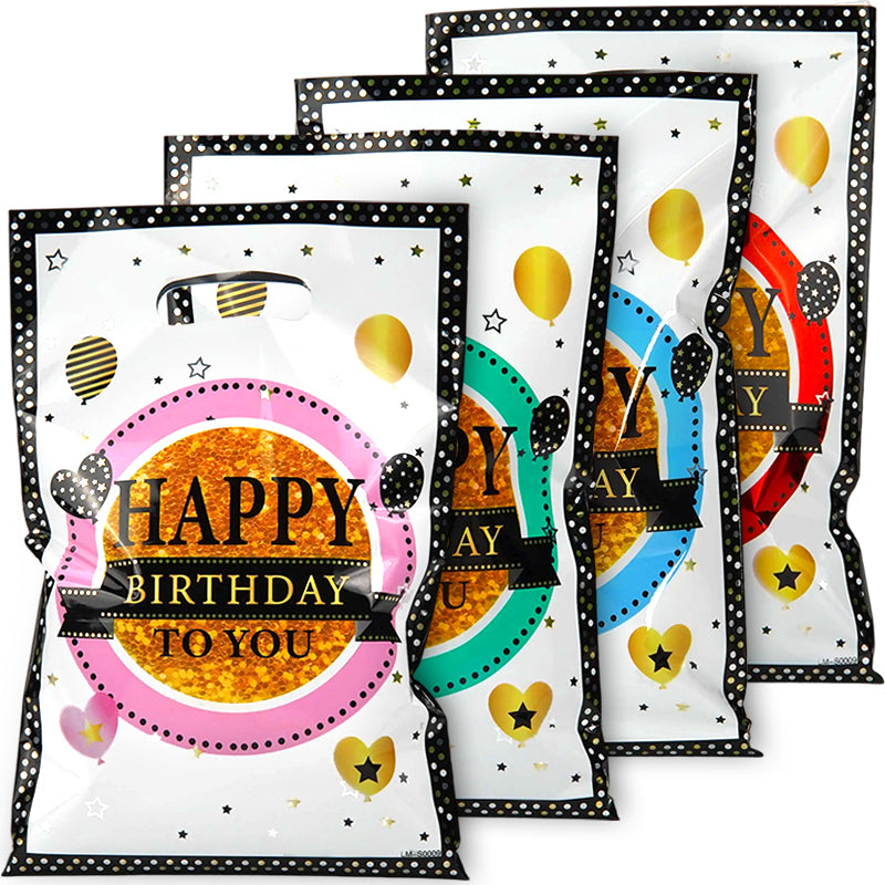 40 Piece Birthday Party Plastic Gift Bags - Candy Bags, Bulk Snack Bags with Handles, Suitable for Birthday Parties, Thanksgiving, Christmas