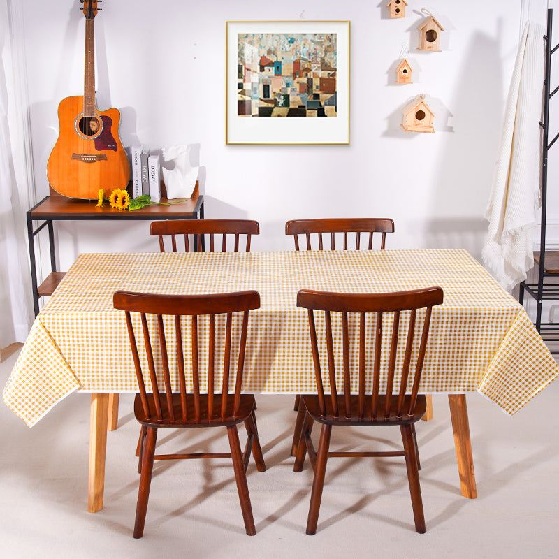 3 Pcs Yellow Small Square Plaid Picnic, Easter Celebration Dark Yellow and Light Yellow Matching Design Disposable Plastic Table Cover Indoor Outdoor Birthday Party Size 54 X 108 inches