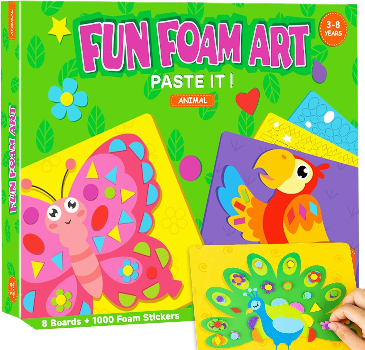 DIY Mosaic Animal Foam Stickers - Art Crafts, No Messy Art Activities - Fun foam animals, sticker art craft kits, perfect gifts for boys and girls.