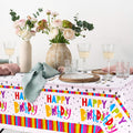 3 Piece [Happy Birthday] Polka Dot Disposable Tablecloth, Rectangular Tablecloth, Suitable for Parties, Birthdays, Camping, and Party Scenes - 54 inches x 108 inches
