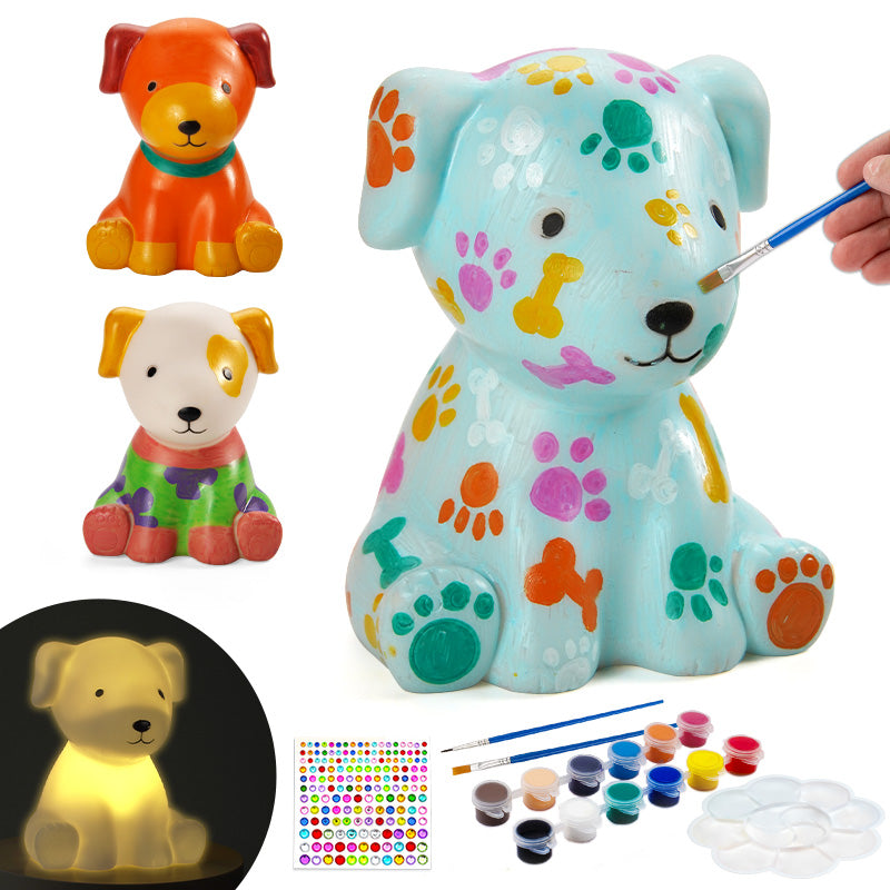 DIY dog light set, dog art craft painting kit, art supplies creative gifts, suitable for birthdays, Halloween, parties