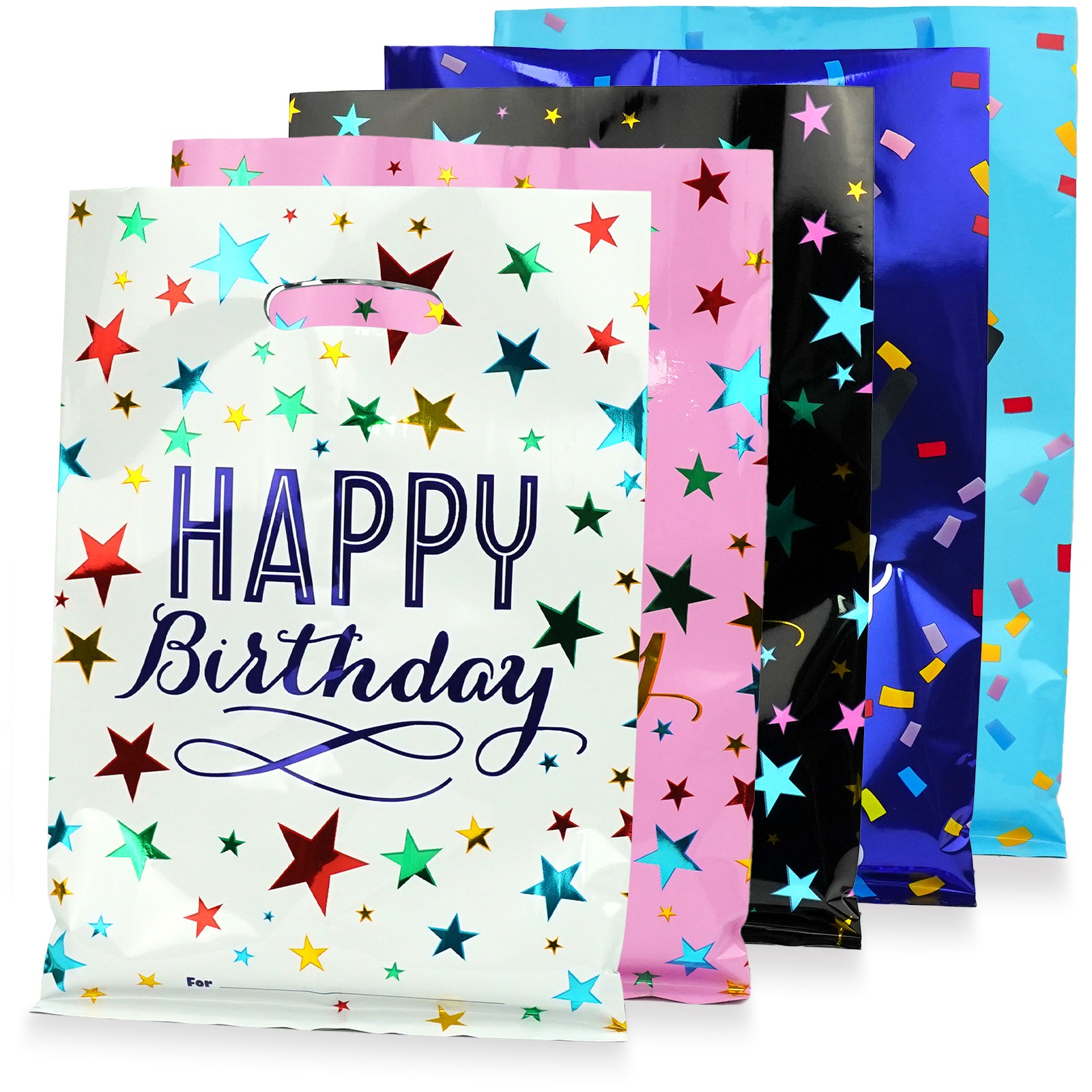 50 piece [Happy Birthday] Party Gift Bags, Small Gift Plastic Snack Bags with Handles, Suitable for Girls and Boys' Birthdays, Parties, Home Decor