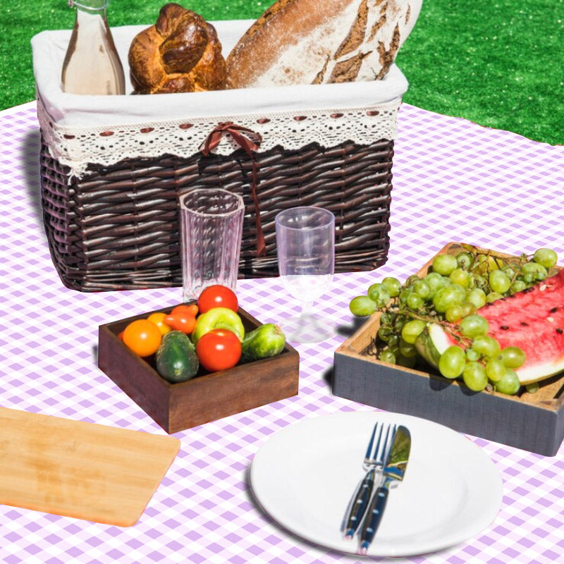 3 Piece Light Purple&White Checkered Picnic Tablecloth - Disposable checkered tablecloths, buffalo check, rectangular party tablecloths, suitable for Father's Day, picnics, farm birthdays, parties, weddings, barbecues.