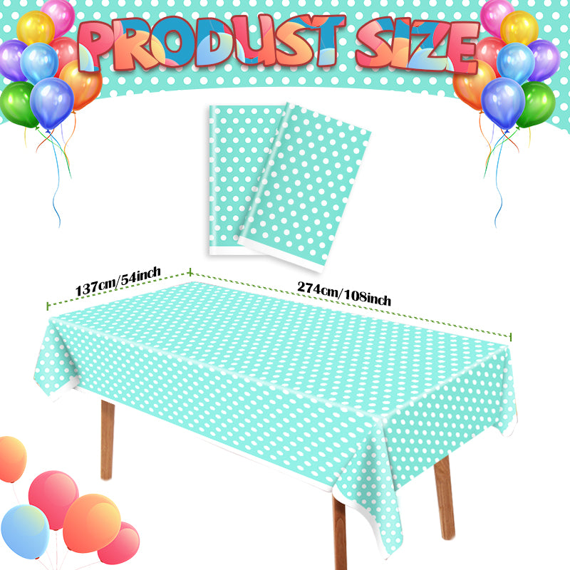3 Piece Turquoise Tablecloth - Disposable Plastic Tablecloth, 54 x 108 inches (approx. 137.2 x 274.3 cm), suitable for parties, bridal showers, weddings, birthdays, barbecues, and picnics.