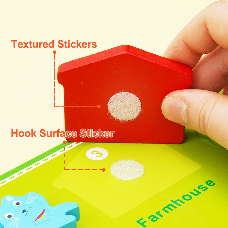 Colorful wooden tear-away toy, a puzzle toy for concentration, stacking, shape and color recognition, with tear-away learning magic tags, the perfect preschool gift.