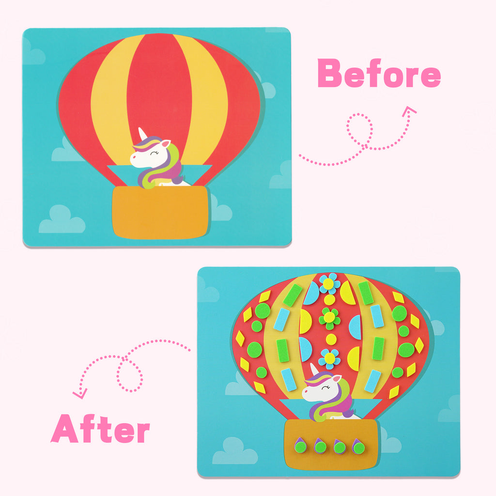 DIY Mosaic Princess Foam Stickers - Art Crafts, No Messy Art Activities - Fun Foam Princess Sticker Art Craft Kit, a great gift for boys and girls.