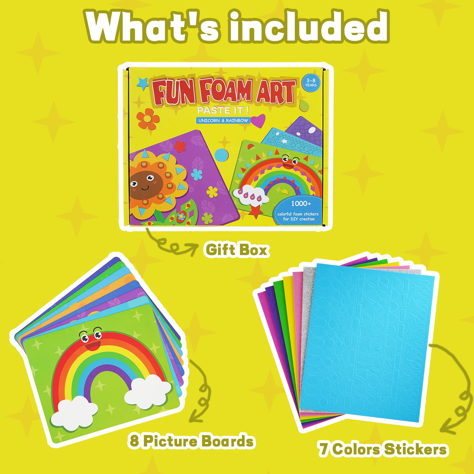 DIY Mosaic Unicorn Foam Stickers - Art Crafts, No Messy Art Activities - Fun Foam Unicorn Sticker Art Craft Kit, a Great Gift for Boys and Girls