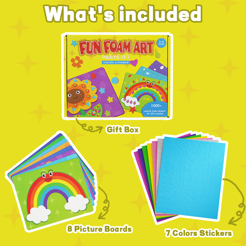 DIY Mosaic Unicorn Foam Stickers - Art Crafts, No Messy Art Activities - Fun Foam Unicorn Sticker Art Craft Kit, a Great Gift for Boys and Girls