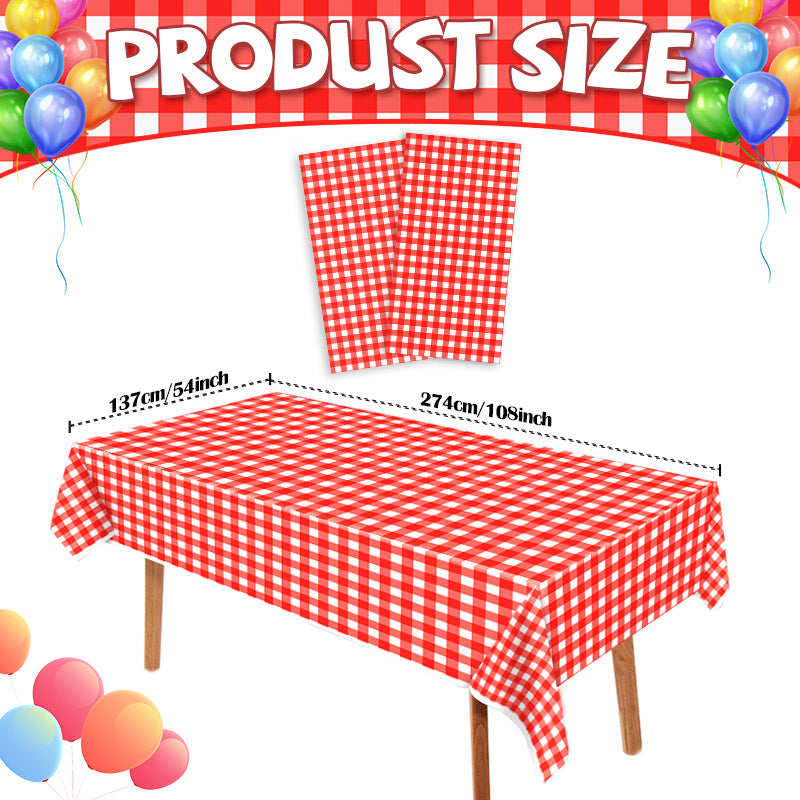 4 pieces Red small plaid picnic, Easter celebration dark and light red matching design Disposable plastic tablecloth suitable for indoor and outdoor use