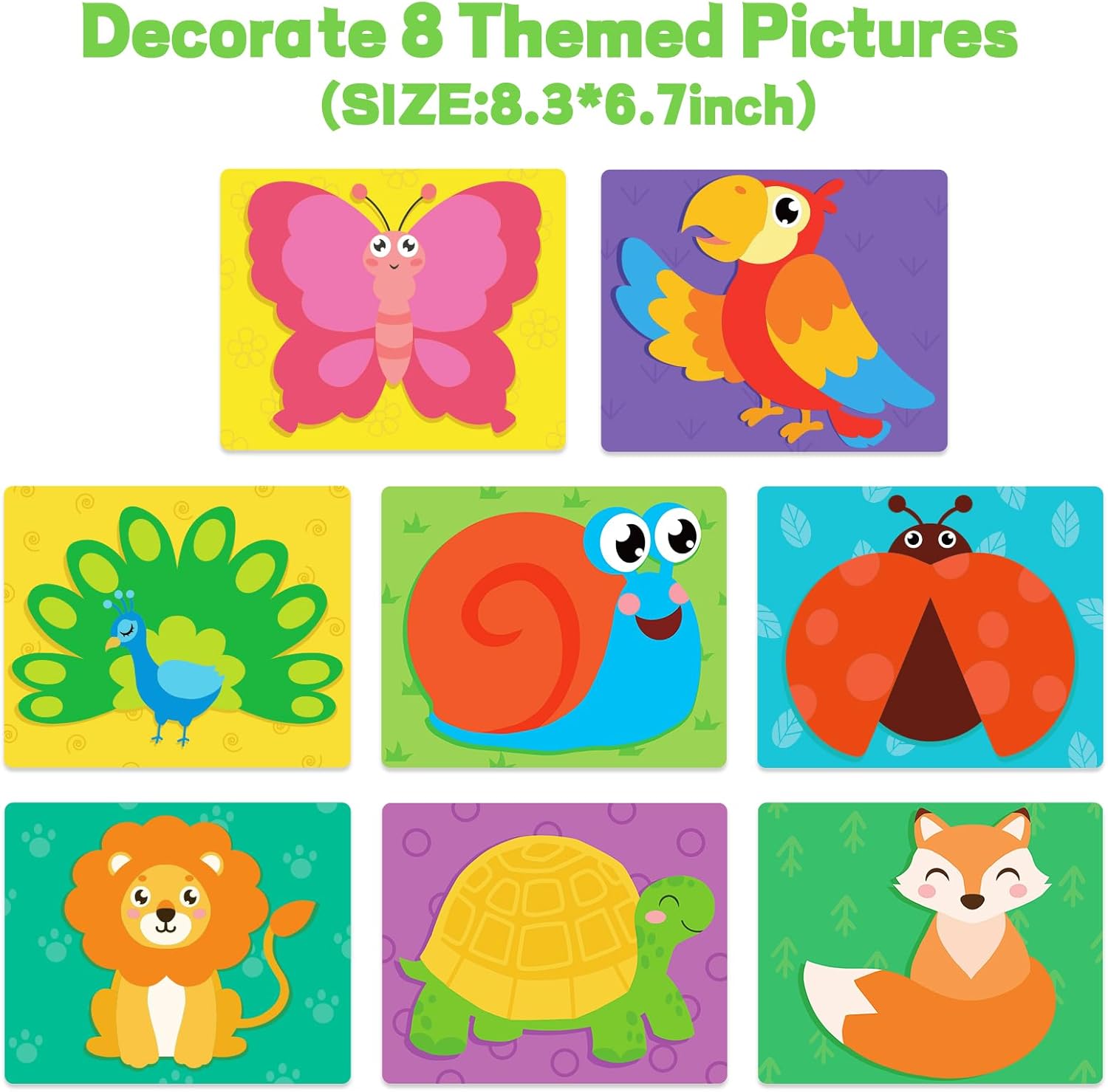 DIY Mosaic Animal Foam Stickers - Art Crafts, No Messy Art Activities - Fun foam animals, sticker art craft kits, perfect gifts for boys and girls.