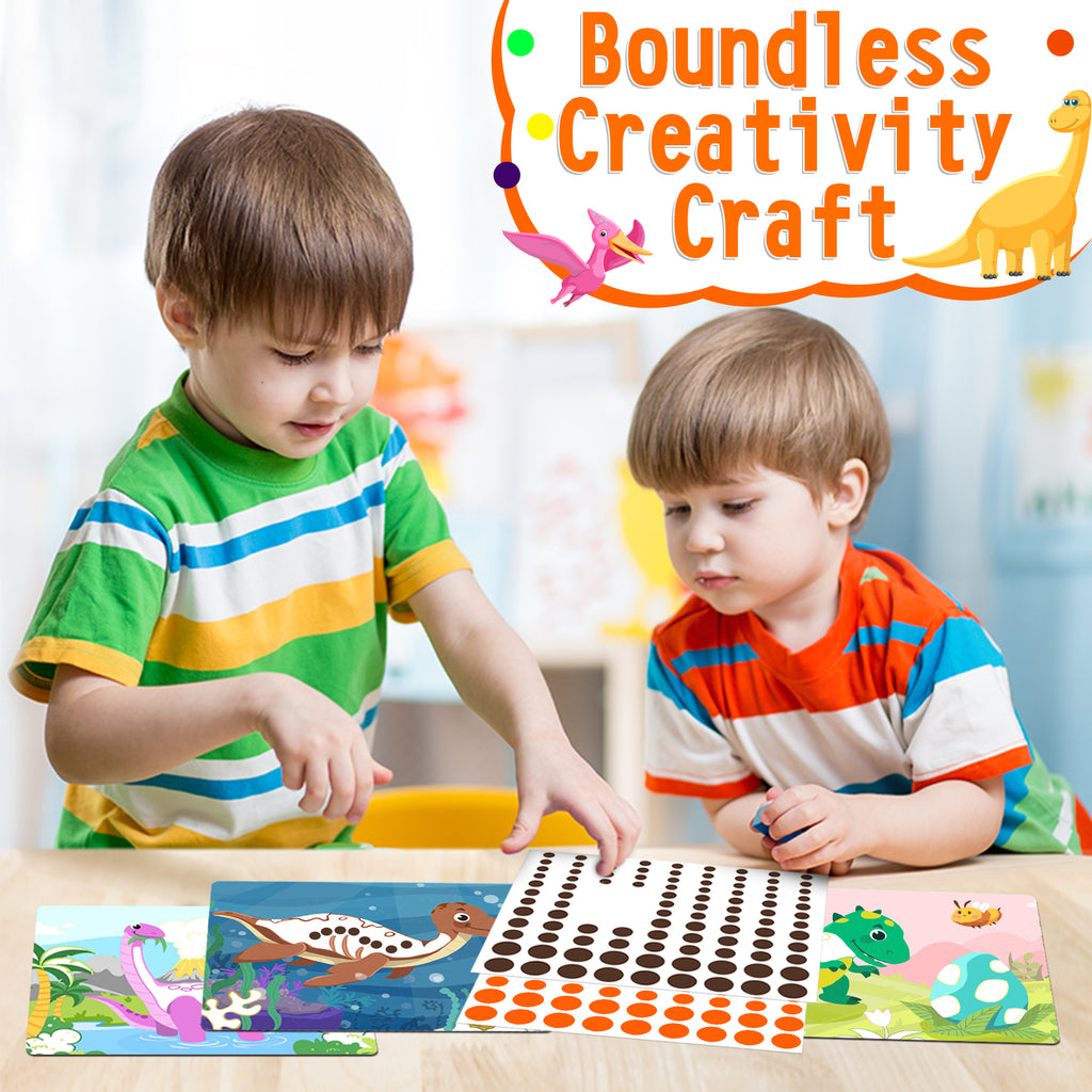 Dinosaur Art Sticker Set - Reusable Double-Sided Sticker Book, Crafts, Perfect Birthday Gift