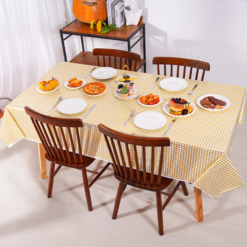 3 Pcs Yellow Small Square Plaid Picnic, Easter Celebration Dark Yellow and Light Yellow Matching Design Disposable Plastic Table Cover Indoor Outdoor Birthday Party Size 54 X 108 inches