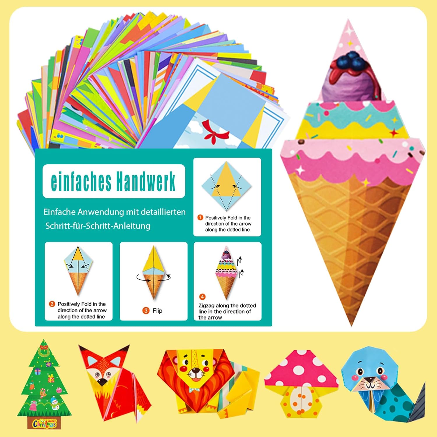 144 Sheet Children's Origami Set, 72-Project Origami Paper Collection, Origami Paper Kit, Art & Craft Toy Travel Essentials Game Activities: Airplanes, Cars, Road Trips