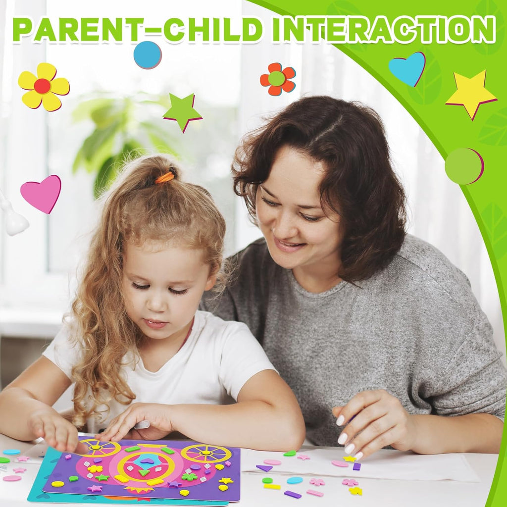 DIY Mosaic Animal Foam Stickers - Art Crafts, No Messy Art Activities - Fun foam animals, sticker art craft kits, perfect gifts for boys and girls.