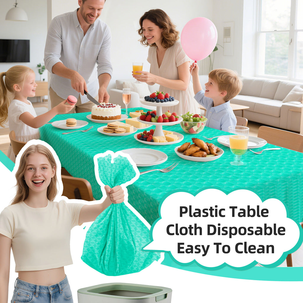 3 pieces 3D Azure Disposable Plastic Table Covers Suitable for Birthdays, Weddings, Mother's Day, Anniversaries Size 54×108 inches