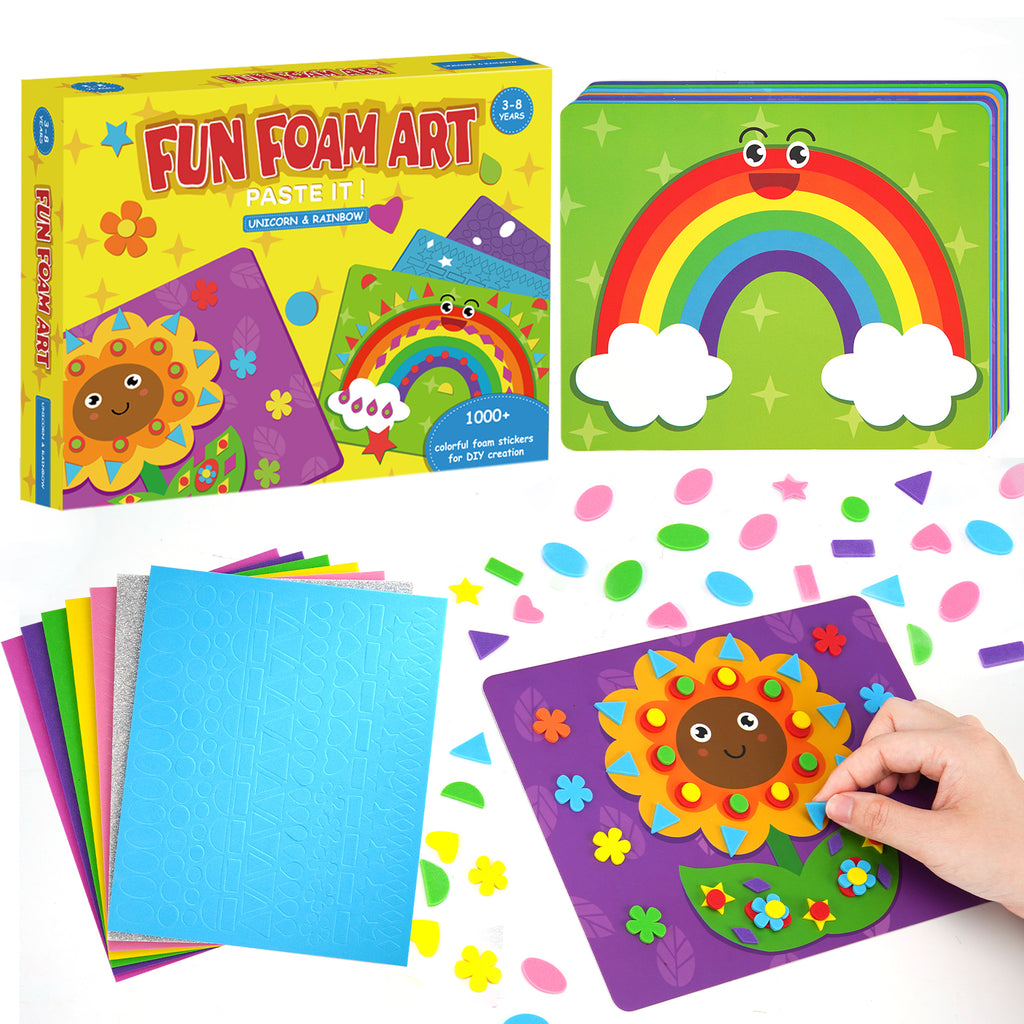 DIY Mosaic Unicorn Foam Stickers - Art Crafts, No Messy Art Activities - Fun Foam Unicorn Sticker Art Craft Kit, a Great Gift for Boys and Girls