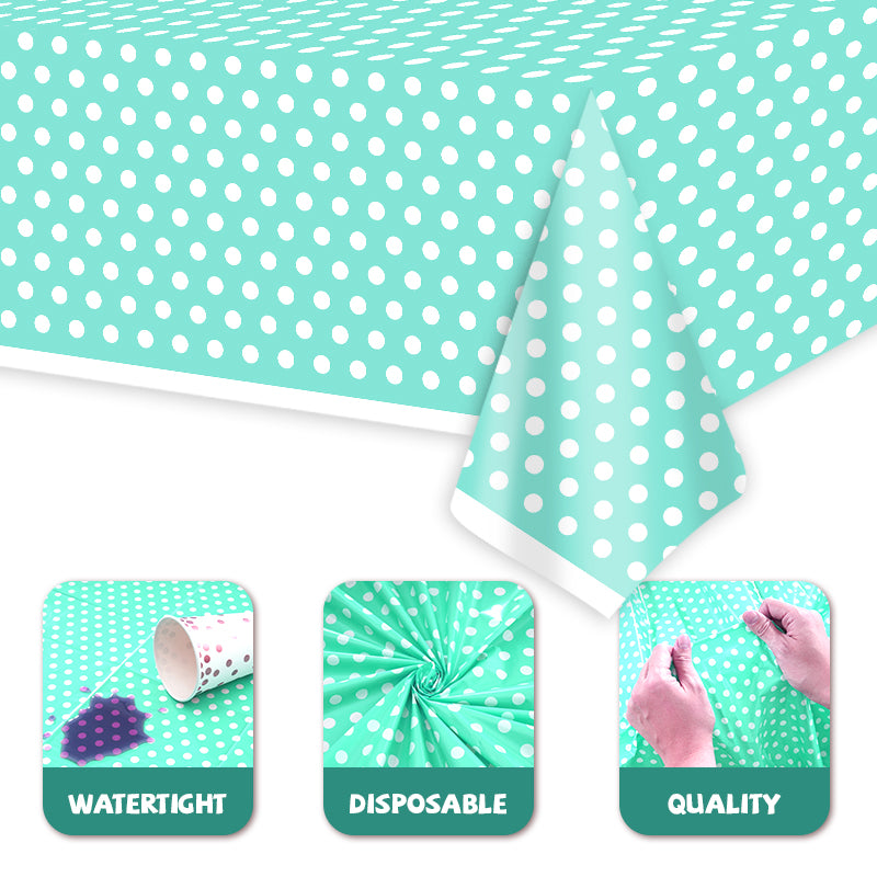 3 Piece Turquoise Tablecloth - Disposable Plastic Tablecloth, 54 x 108 inches (approx. 137.2 x 274.3 cm), suitable for parties, bridal showers, weddings, birthdays, barbecues, and picnics.