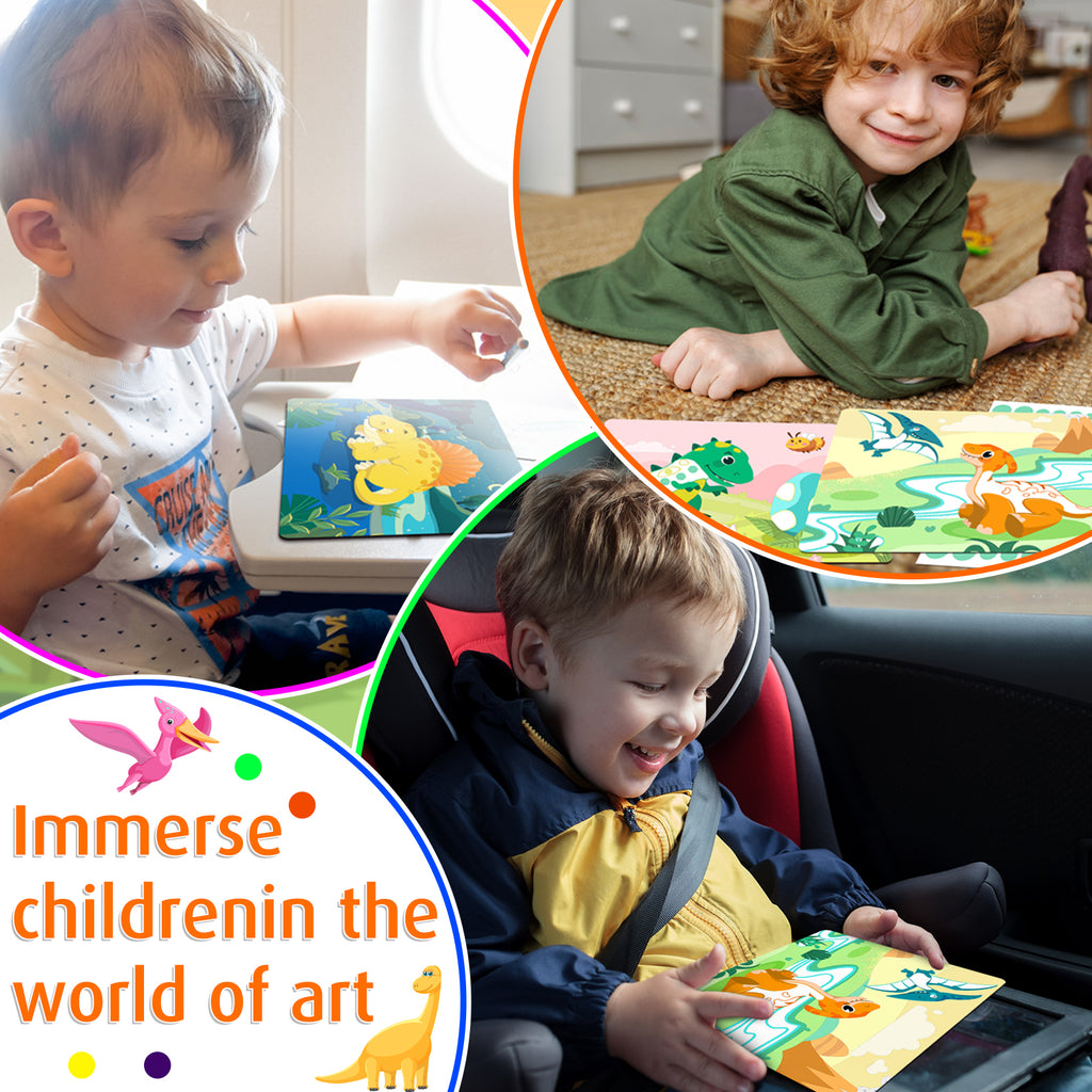 Dinosaur Art Sticker Set - Reusable Double-Sided Sticker Book, Crafts, Perfect Birthday Gift