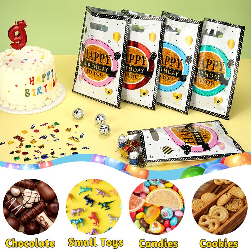 40 Piece Birthday Party Plastic Gift Bags - Candy Bags, Bulk Snack Bags with Handles, Suitable for Birthday Parties, Thanksgiving, Christmas