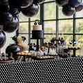 3 piece black and white polka dot tablecloth set, 54x108 inch plastic tablecloth, suitable for birthday parties, Thanksgiving, weddings, Mother's Day, back-to-school events, graduation ceremonies, mini mouse party decorations (black + white polka dots).