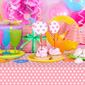 3 Pink Polka Dot Tablecloths – Disposable pink and white plastic tablecloths, perfect for outdoor picnics, birthday parties, gender reveal parties, and bridal shower party decorations.