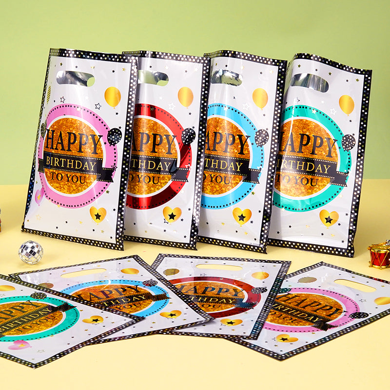 40 Piece Birthday Party Plastic Gift Bags - Candy Bags, Bulk Snack Bags with Handles, Suitable for Birthday Parties, Thanksgiving, Christmas