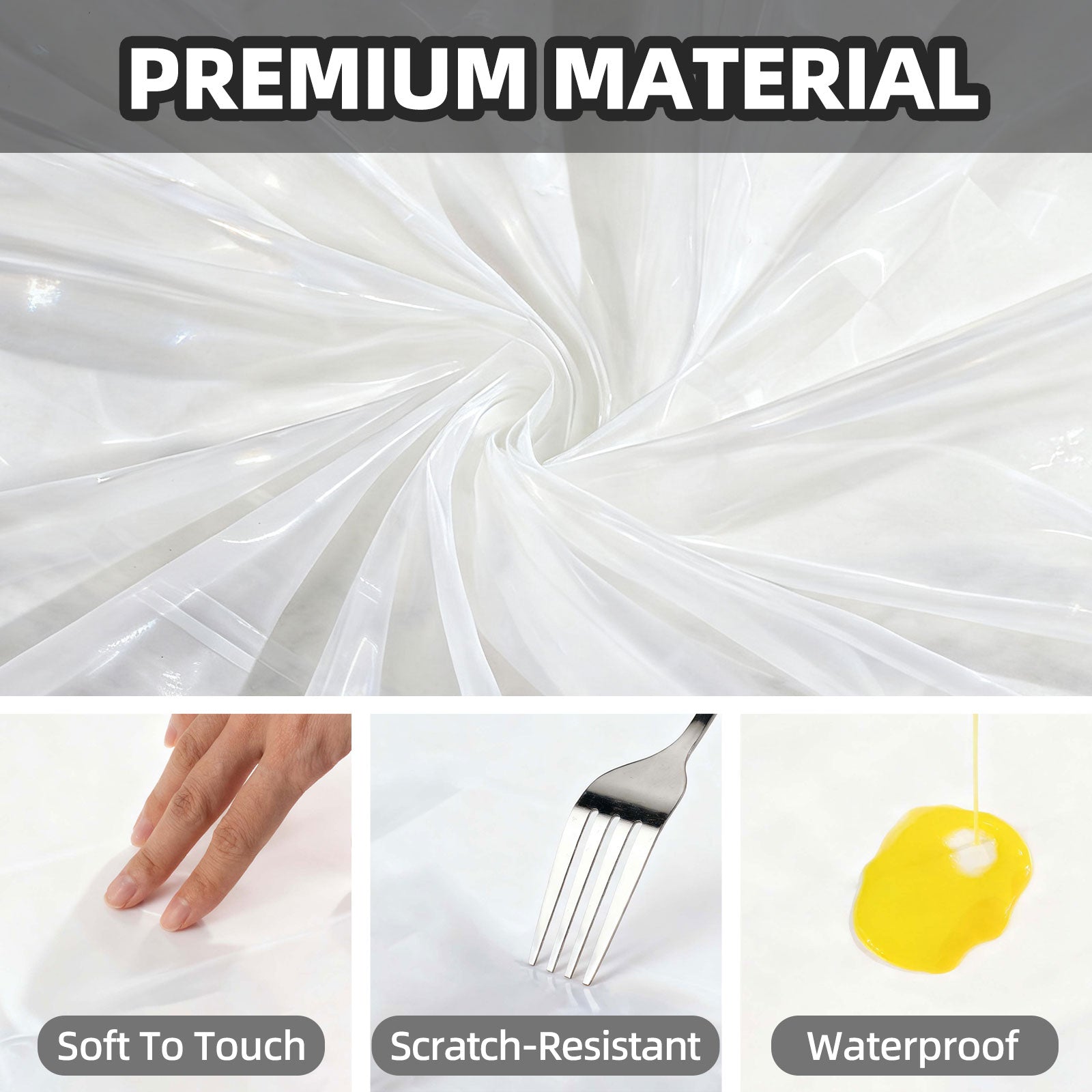 3 Piece Waterproof and Oil-Resistant Clear Rectangular Tablecloth, Stain-Resistant and Wipe-Wipe, 54 x 108 Inches, Ideal for Picnics, Parties, and Camping