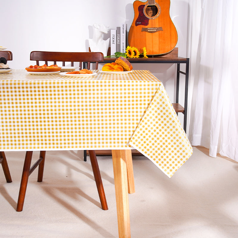 3 Pcs Yellow Small Square Plaid Picnic, Easter Celebration Dark Yellow and Light Yellow Matching Design Disposable Plastic Table Cover Indoor Outdoor Birthday Party Size 54 X 108 inches