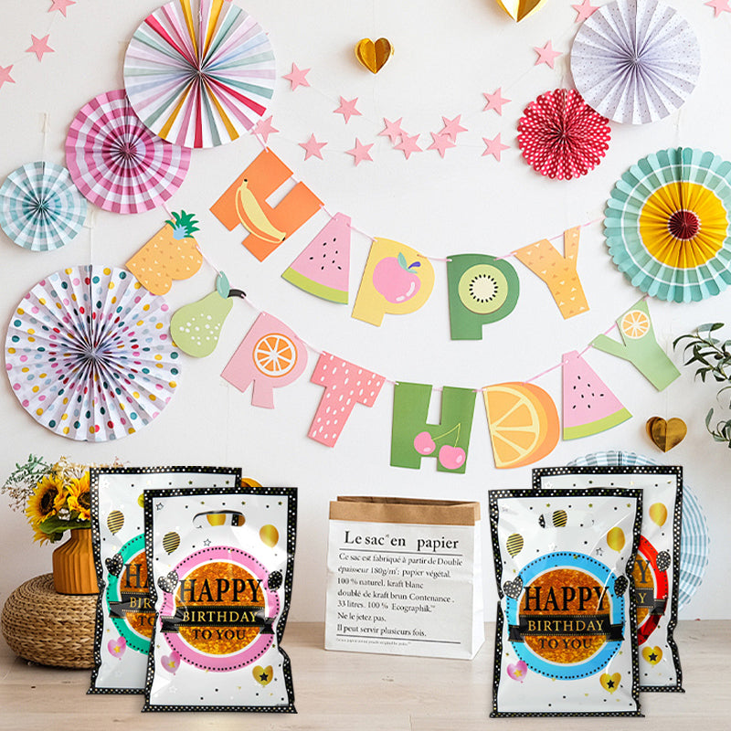 40 Piece Birthday Party Plastic Gift Bags - Candy Bags, Bulk Snack Bags with Handles, Suitable for Birthday Parties, Thanksgiving, Christmas