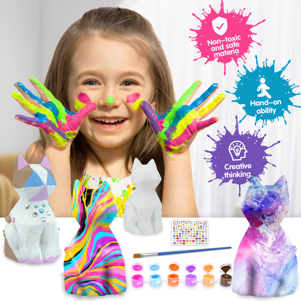 DIY Cat Lamp Set, Cat Lamp Art Craft Painting Kit, Art Supplies Collectible Doll, Suitable for Birthdays, Halloween, Parties, Decorations, and Gifts for Girls and Boys