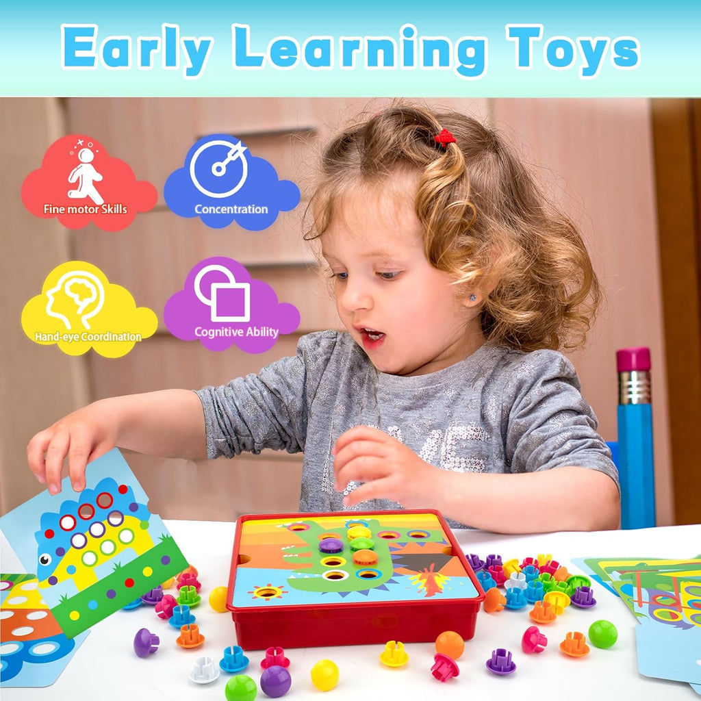 Button Art Toy, Craft Toy for Children Aged 3-5, Educational Toy (Dinosaur)