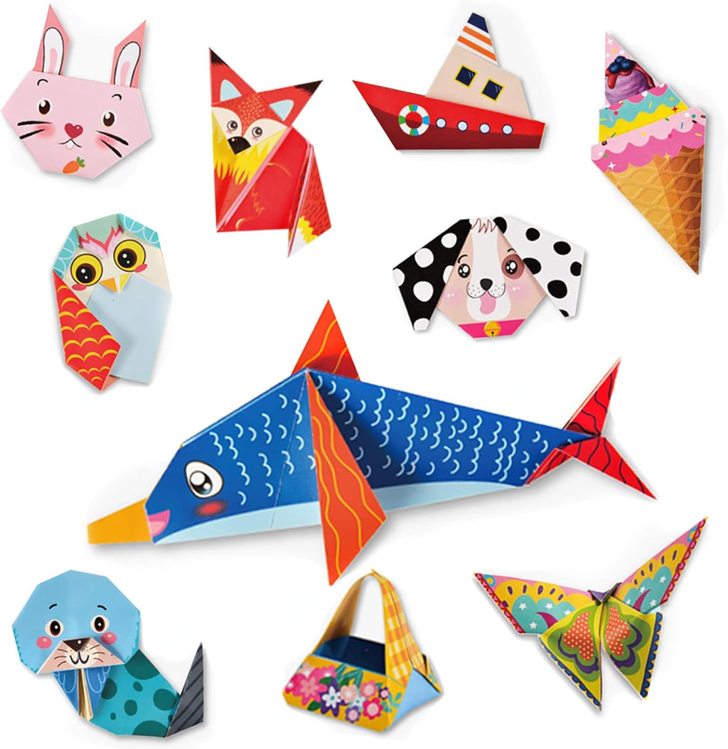 144 Sheet Children's Origami Set, 72-Project Origami Paper Collection, Origami Paper Kit, Art & Craft Toy Travel Essentials Game Activities: Airplanes, Cars, Road Trips
