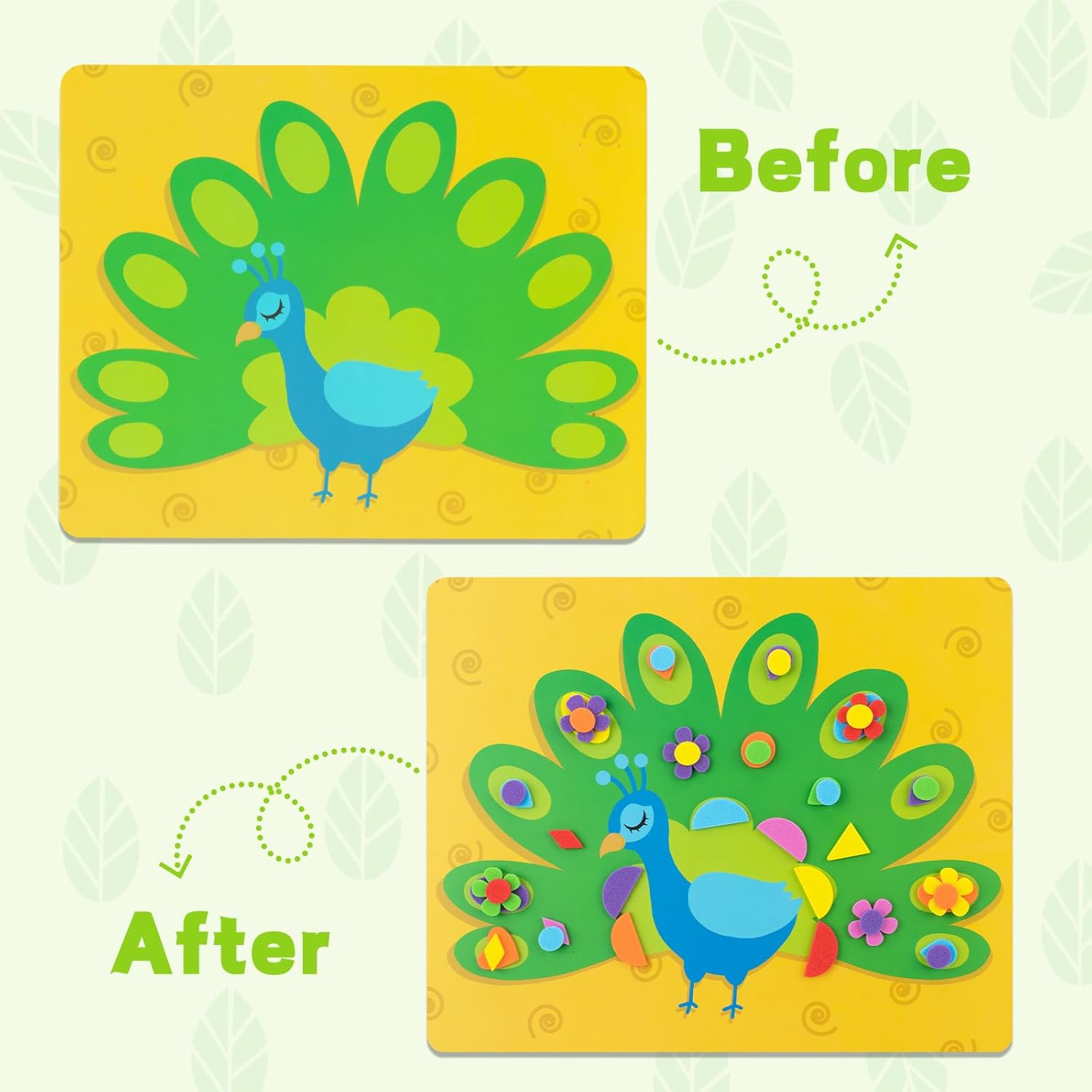 DIY Mosaic Animal Foam Stickers - Art Crafts, No Messy Art Activities - Fun foam animals, sticker art craft kits, perfect gifts for boys and girls.