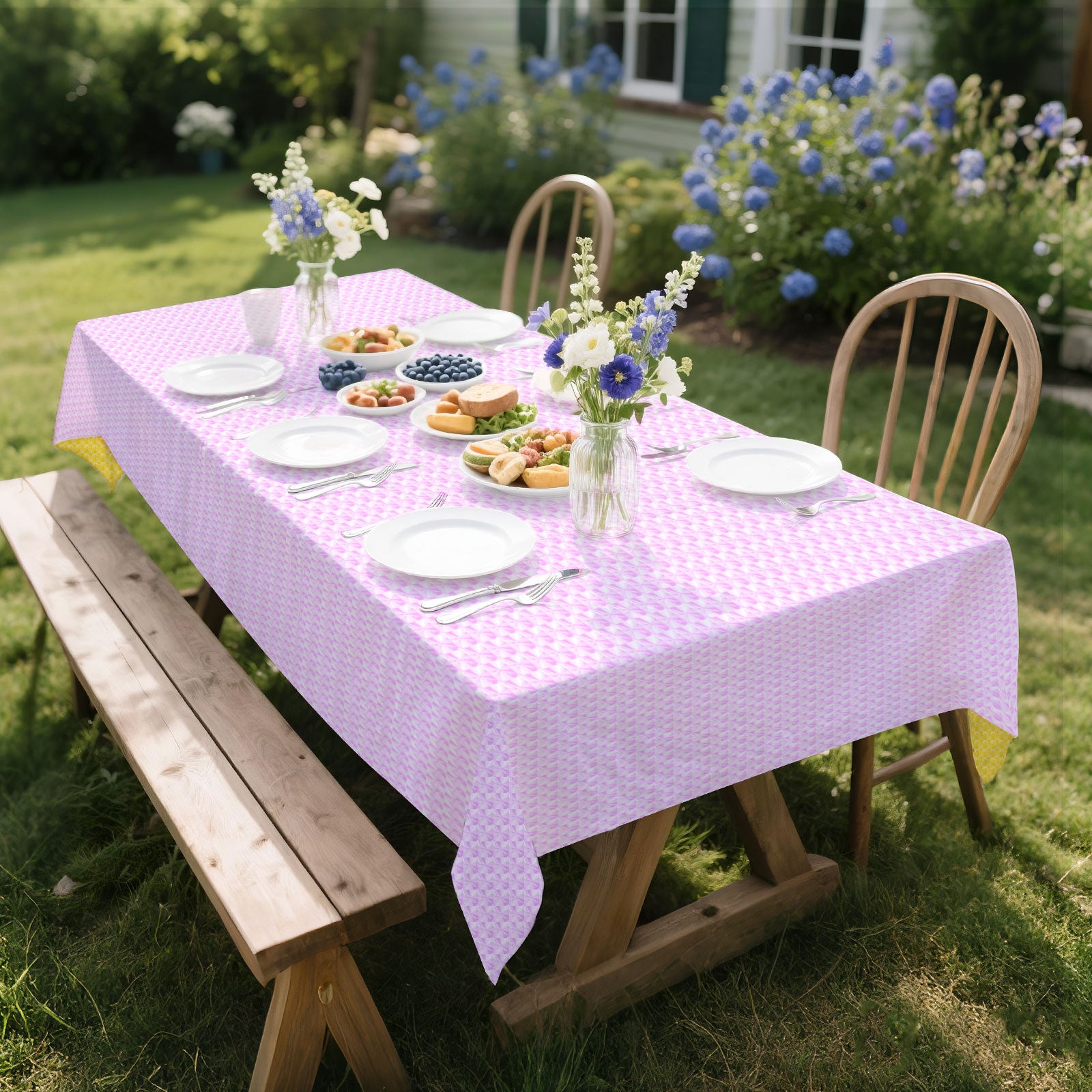 3 pieces 3D Light Purple Disposable Plastic Tablecloths Suitable for Birthdays, Weddings, Mother's Day, Anniversaries Size 54×108 inches