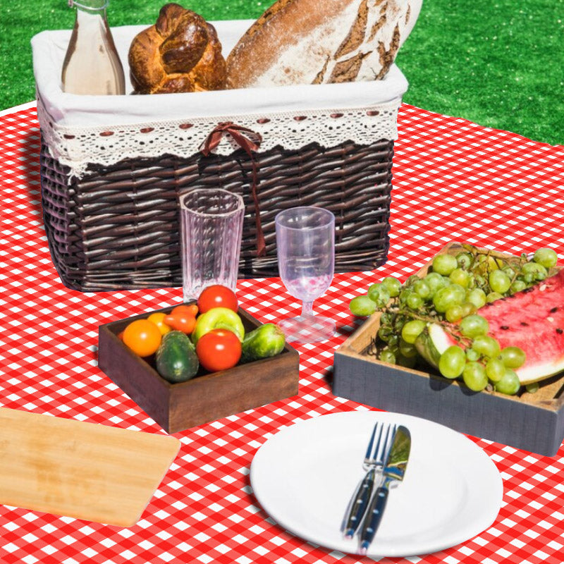 4 pieces Red small plaid picnic, Easter celebration dark and light red matching design Disposable plastic tablecloth suitable for indoor and outdoor use