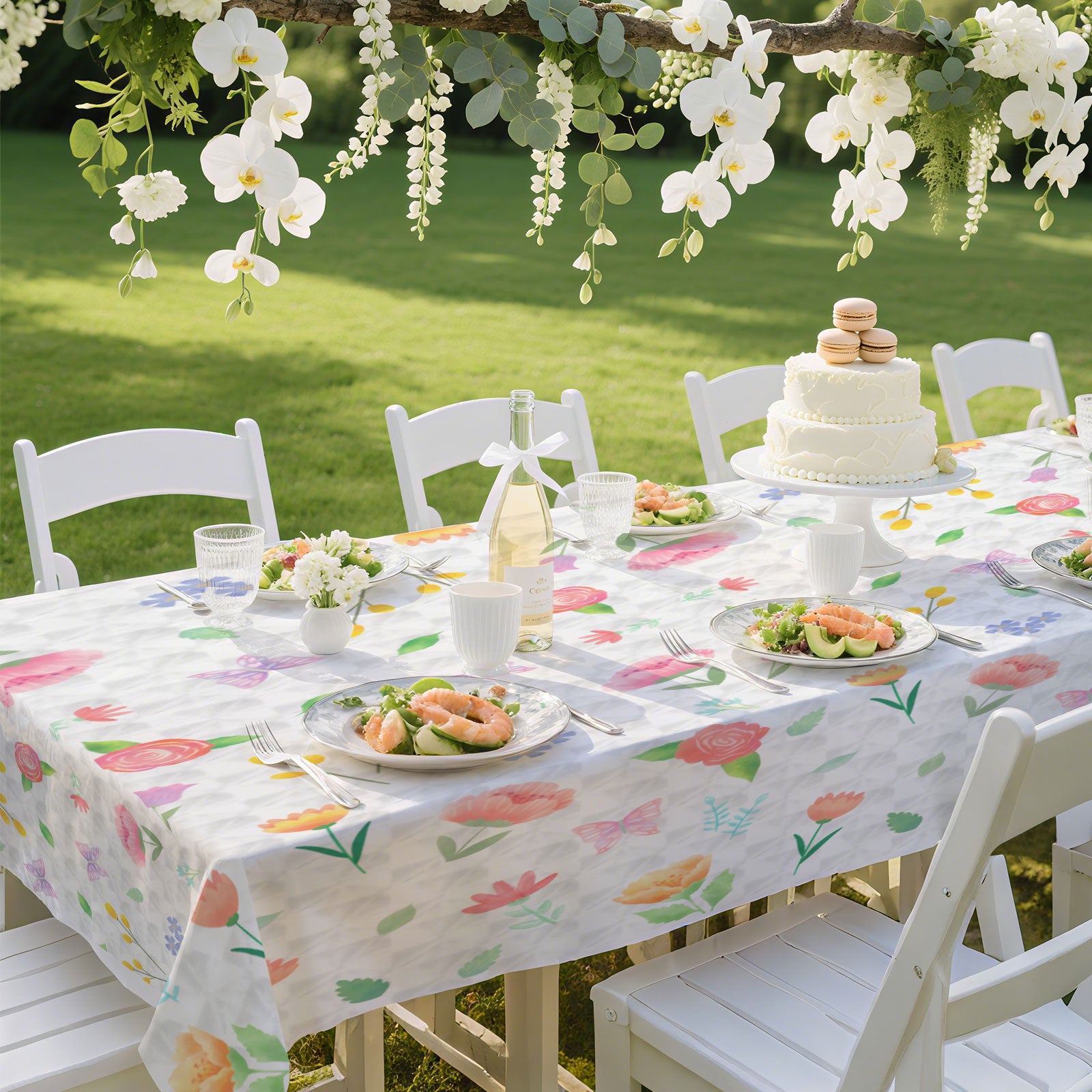 3 pieces 3D flower butterfly theme embossed print design, waterproof and oil-proof disposable plastic party tablecloth, suitable for birthday, party, anniversary, wedding party decoration 54 × 108 inches