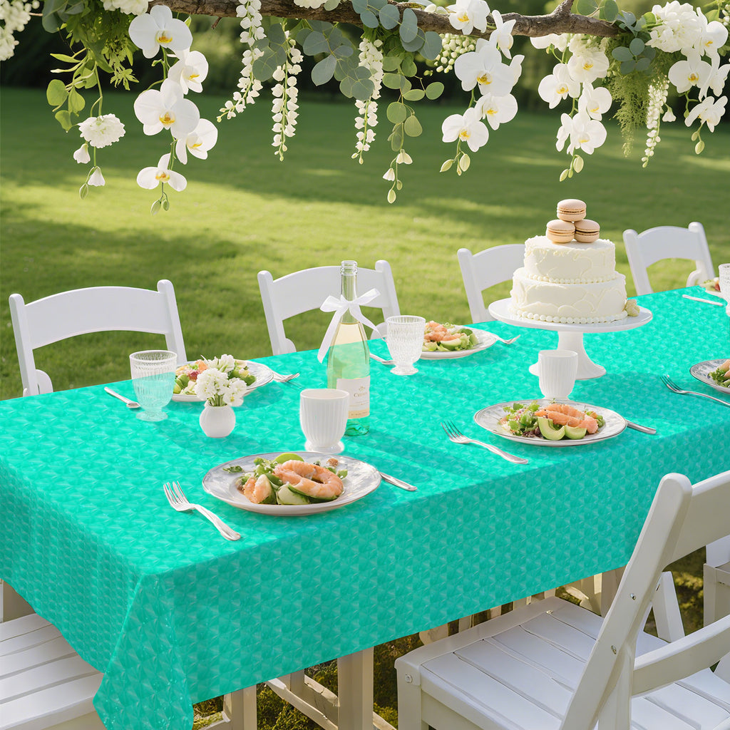 3 pieces 3D Azure Disposable Plastic Table Covers Suitable for Birthdays, Weddings, Mother's Day, Anniversaries Size 54×108 inches