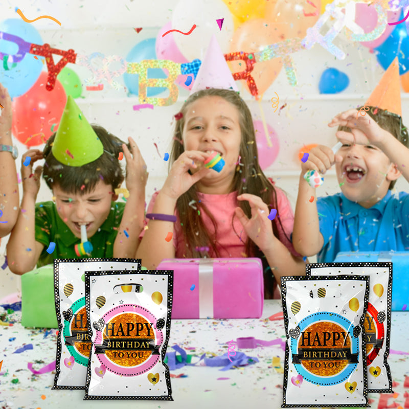 40 Piece Birthday Party Plastic Gift Bags - Candy Bags, Bulk Snack Bags with Handles, Suitable for Birthday Parties, Thanksgiving, Christmas