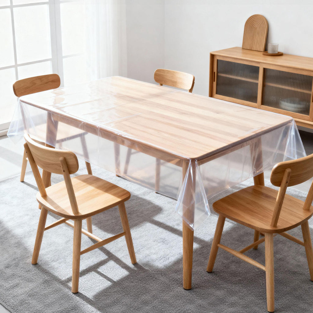 3 Piece Waterproof and Oil-Resistant Clear Rectangular Tablecloth, Stain-Resistant and Wipe-Wipe, 54 x 108 Inches, Ideal for Picnics, Parties, and Camping