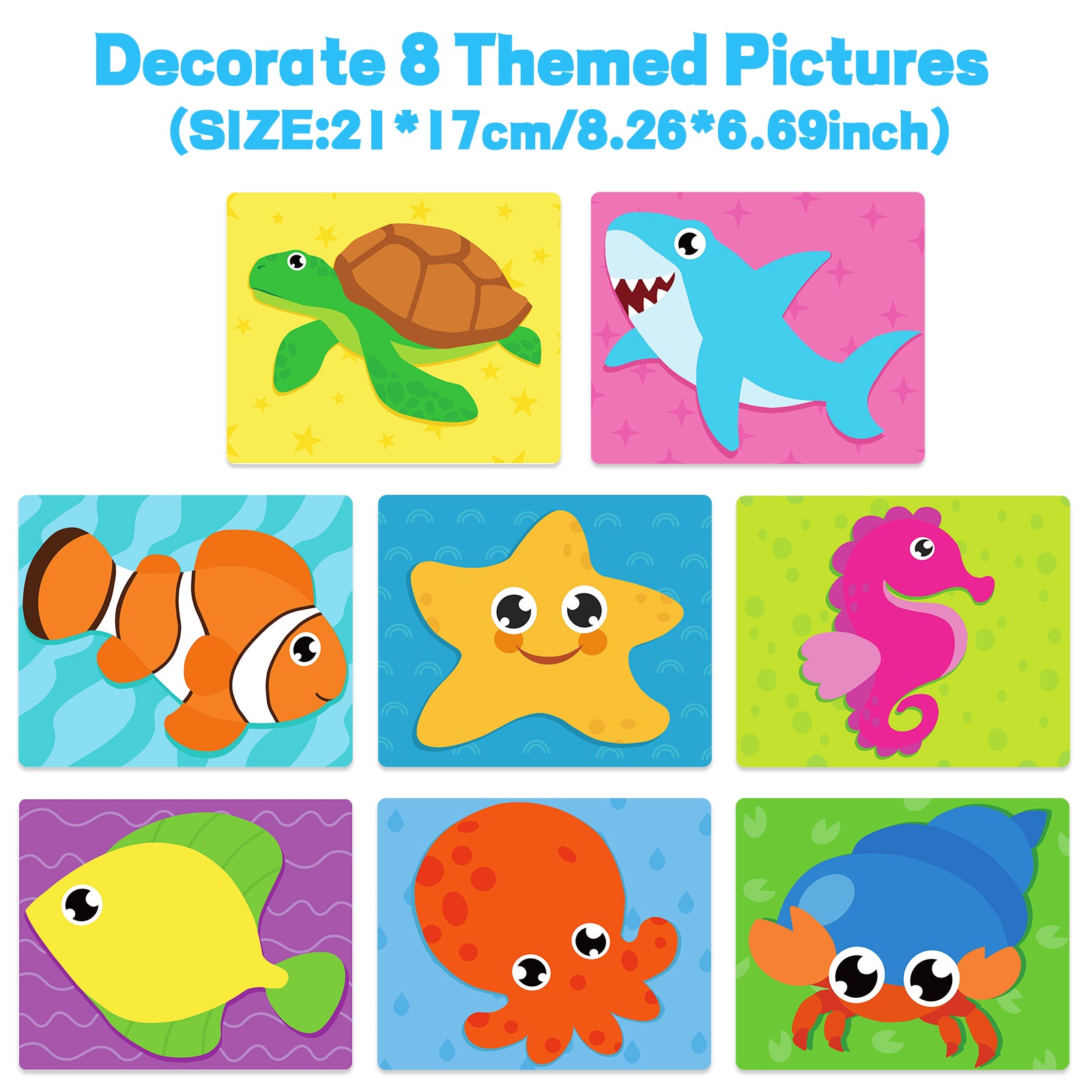 DIY Mosaic Ocean Foam Stickers - Art Crafts, No Messy Art Activities - Fun Foam Ocean, Sticker Art Craft Kit, Perfect Gift for Boys and Girls