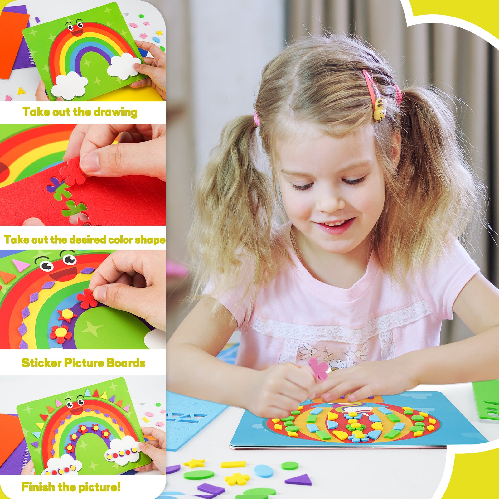 DIY Mosaic Unicorn Foam Stickers - Art Crafts, No Messy Art Activities - Fun Foam Unicorn Sticker Art Craft Kit, a Great Gift for Boys and Girls