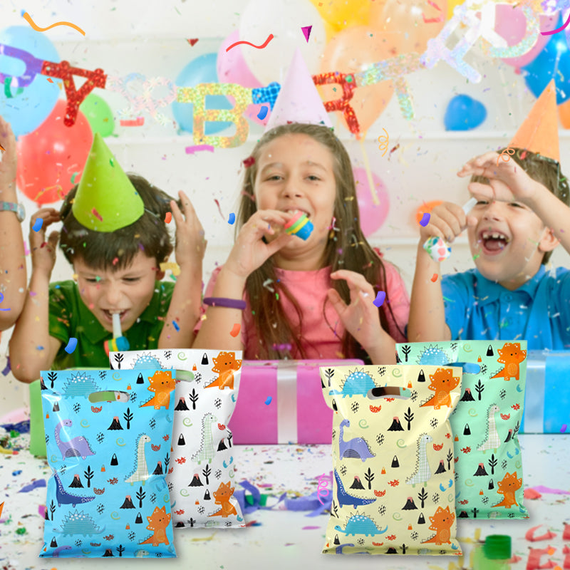 40 Dinosaur-Themed Cartoon Plastic Gift Bags - Candy Bags, Cookie Bags, Party Gift Bags, Mini Dinosaur Party Gift Bags, Dinosaur Handle Birthday Party Decorations