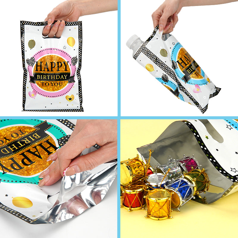 40 Piece Birthday Party Plastic Gift Bags - Candy Bags, Bulk Snack Bags with Handles, Suitable for Birthday Parties, Thanksgiving, Christmas