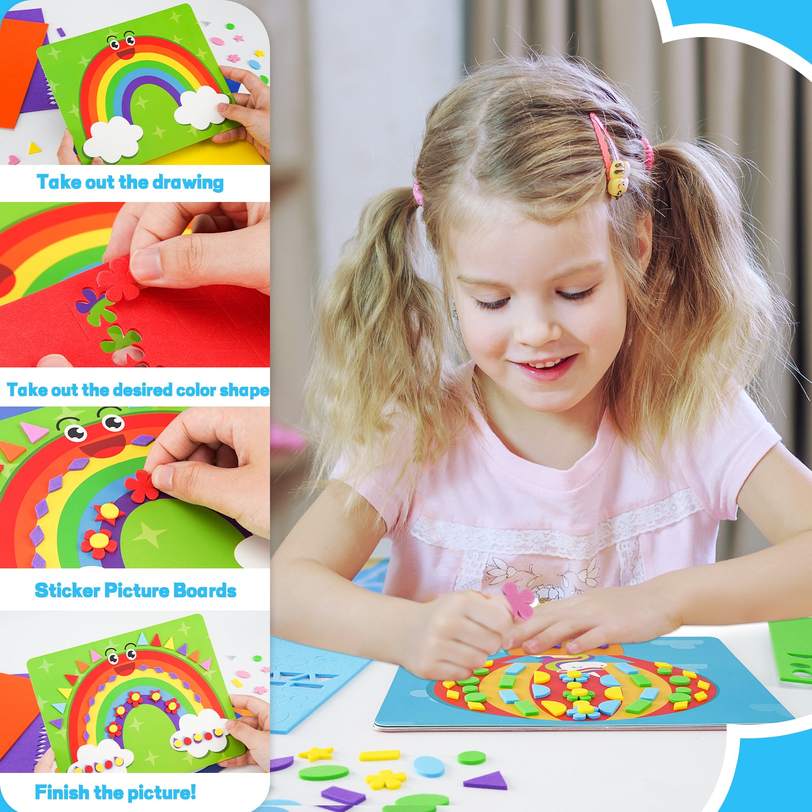 DIY Mosaic Ocean Foam Stickers - Art Crafts, No Messy Art Activities - Fun Foam Ocean, Sticker Art Craft Kit, Perfect Gift for Boys and Girls