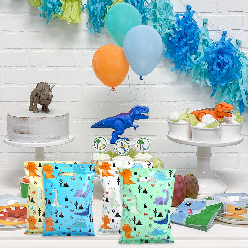 40 Dinosaur-Themed Cartoon Plastic Gift Bags - Candy Bags, Cookie Bags, Party Gift Bags, Mini Dinosaur Party Gift Bags, Dinosaur Handle Birthday Party Decorations