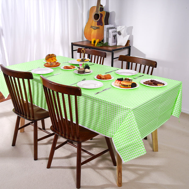 3 Piece Fluorescent Green and White Checkered Picnic Tablecloth - Disposable Buffalo Checkered Tablecloth 54 x 108 In, Perfect for Parties, Birthdays, Weddings, BBQs, Mother's Day, Picnics, Farms