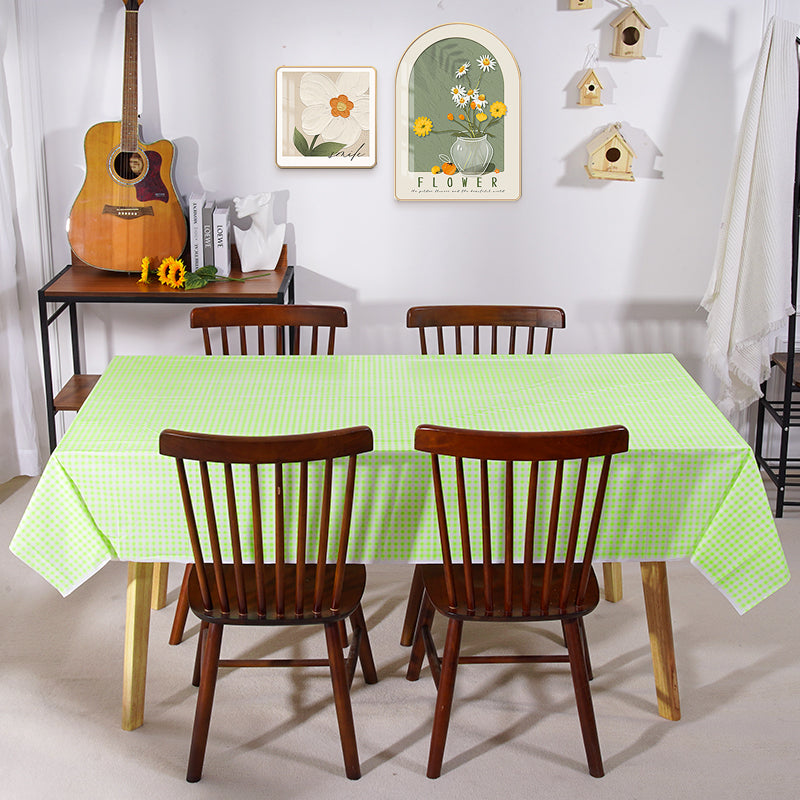 3 Piece Fluorescent Green and White Checkered Picnic Tablecloth - Disposable Buffalo Checkered Tablecloth 54 x 108 In, Perfect for Parties, Birthdays, Weddings, BBQs, Mother's Day, Picnics, Farms