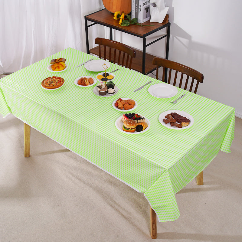 3 Piece Fluorescent Green and White Checkered Picnic Tablecloth - Disposable Buffalo Checkered Tablecloth 54 x 108 In, Perfect for Parties, Birthdays, Weddings, BBQs, Mother's Day, Picnics, Farms