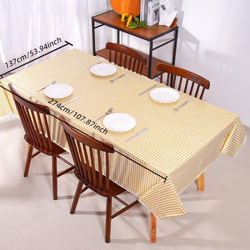 3 Pcs Yellow Small Square Plaid Picnic, Easter Celebration Dark Yellow and Light Yellow Matching Design Disposable Plastic Table Cover Indoor Outdoor Birthday Party Size 54 X 108 inches